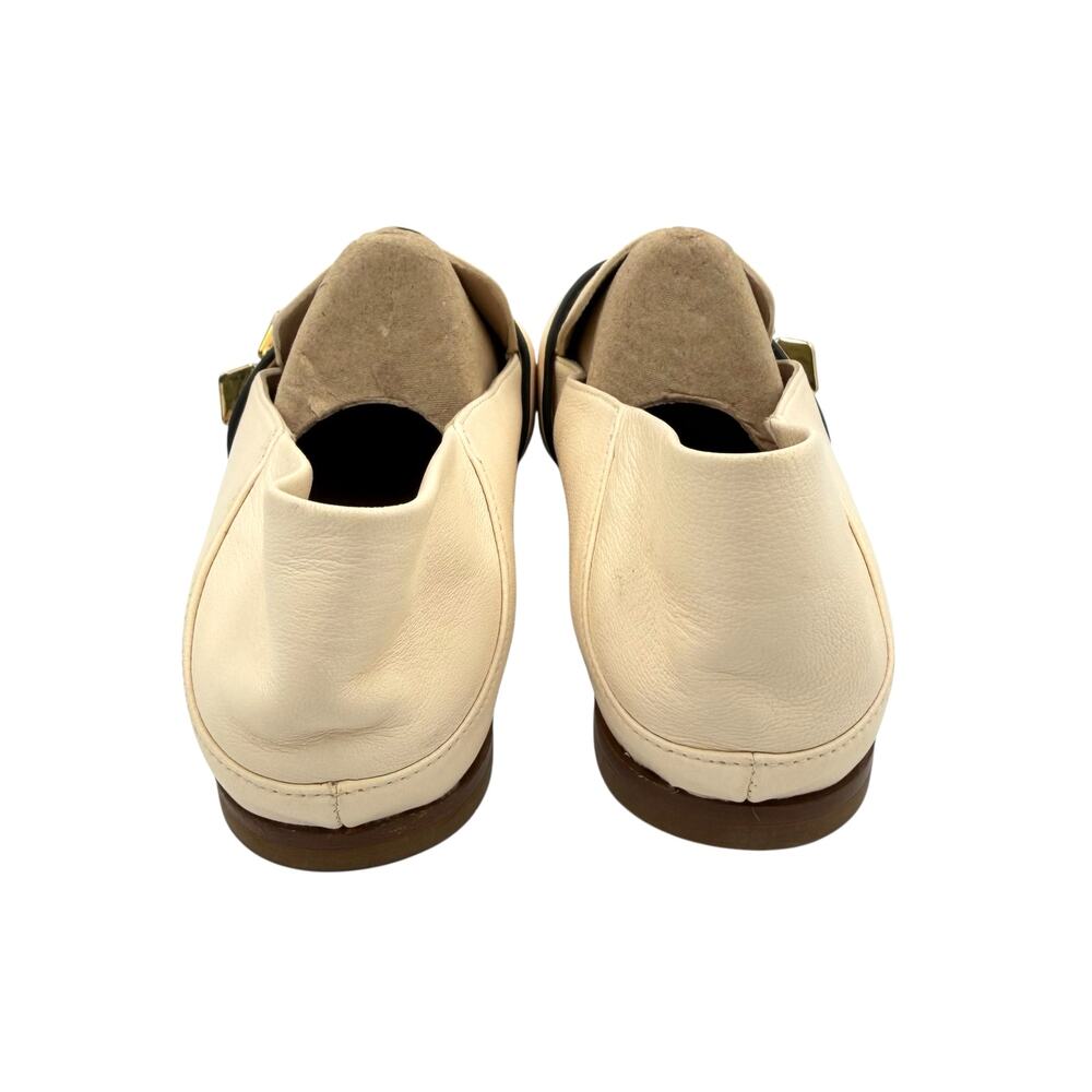 Stuart Weitzman Wylie Pyramid Cream Leather Stud Folded Back Heel Loafers Flats - Picture 6 of 11